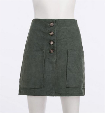 Rövid kordbársony szoknya zsebekkel és gombokkal
