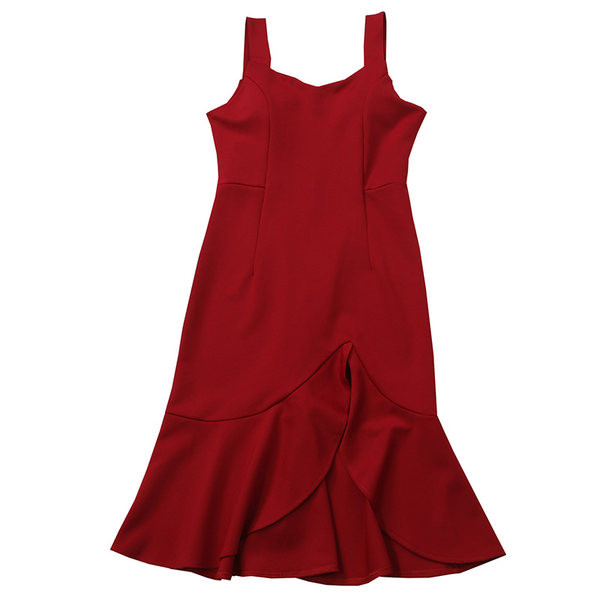 Modern női ruha hasítékkal, három színben