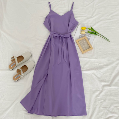 Új modell női ruha vékony pántokkal és övvel