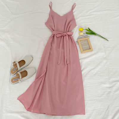 Új modell női ruha vékony pántokkal és övvel