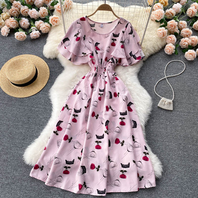 Hosszú női ruha rövid ujjal