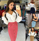 Hosszú passzív szoknya gombokkal