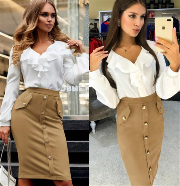 Hosszú passzív szoknya gombokkal