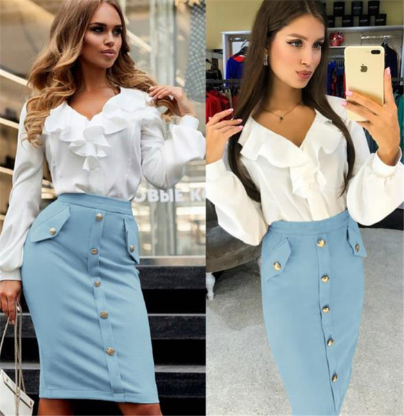 Hosszú passzív szoknya gombokkal