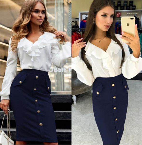 Hosszú passzív szoknya gombokkal