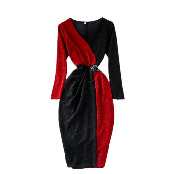 Női alkalmi ruha kövekkel és fényes hatással