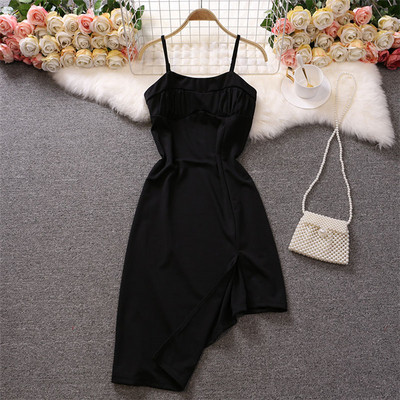 Új modell aszimmetrikus női ruha vékony pántokkal