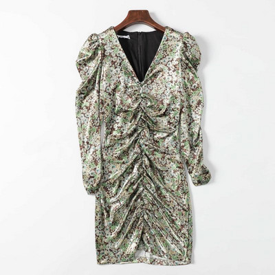 Φθινοπωρινό λουλουδάτο φόρεμα με μαζεμένο αποτέλεσμα