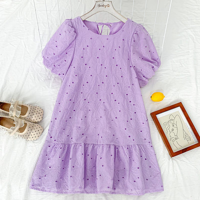 Casual γυναικείο φόρεμα με οβάλ λαιμόκοψη και φουσκωτά μανίκια