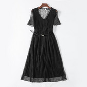 Γυναικείο τούλινο φόρεμα με ζώνη