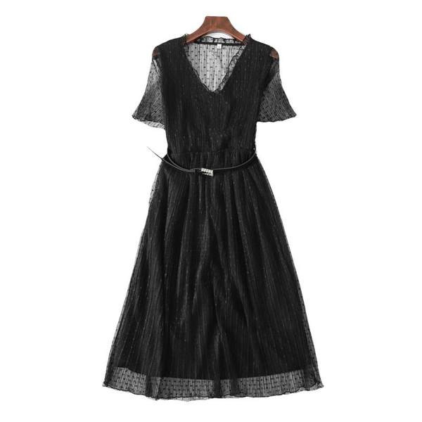 Γυναικείο τούλινο φόρεμα με ζώνη