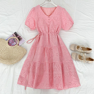 Γυναικείο casual φόρεμα με κουμπιά και λαιμόκοψη spitz - αρκετά χρώματα