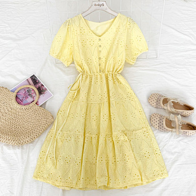 Γυναικείο casual φόρεμα με κουμπιά και λαιμόκοψη spitz - αρκετά χρώματα