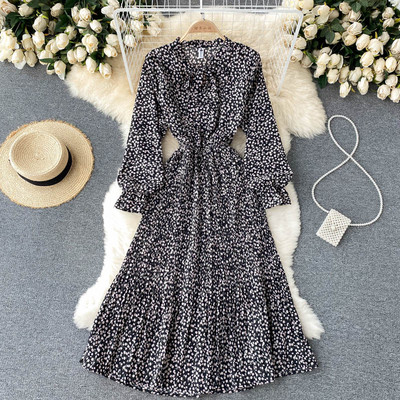 Γυναικείο casual φόρεμα με κορδέλα στο γιακά