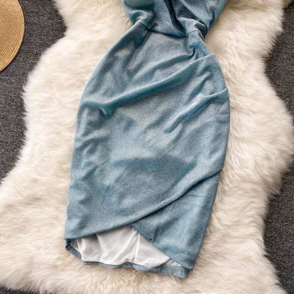 Rochie de dama eleganta, cu efect stralucitor si cu curea