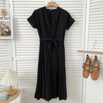 Νέο μοντέλο γυναικείο φόρεμα με spitz λαιμόκοψη και ζώνη σε διάφορα χρώματα