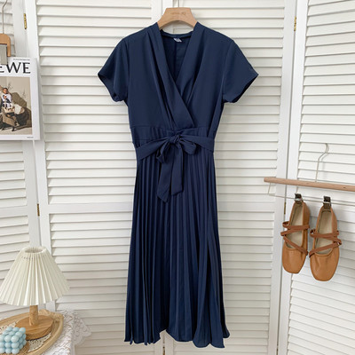 Νέο μοντέλο γυναικείο φόρεμα με spitz λαιμόκοψη και ζώνη σε διάφορα χρώματα