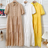 Mitmes värvitoonis vabaaja naiste kleit krae ja nööpidega