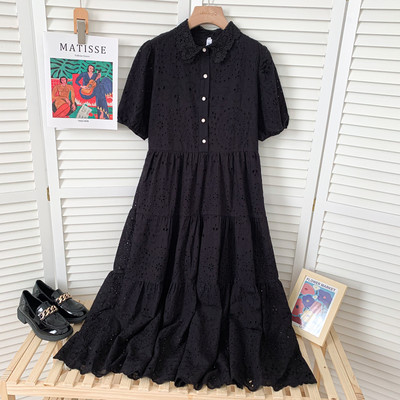 Mitmes värvitoonis vabaaja naiste kleit krae ja nööpidega