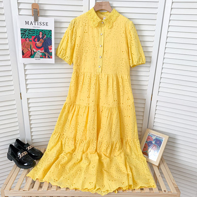 Mitmes värvitoonis vabaaja naiste kleit krae ja nööpidega