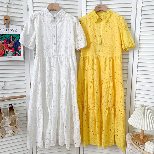 Mitmes värvitoonis vabaaja naiste kleit krae ja nööpidega