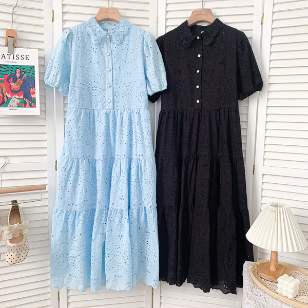 Mitmes värvitoonis vabaaja naiste kleit krae ja nööpidega