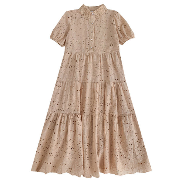 Mitmes värvitoonis vabaaja naiste kleit krae ja nööpidega