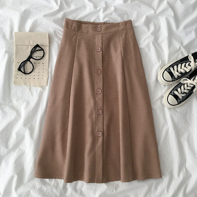 Γυναικεία casual φούστα με κουμπιά και ελαστική μέση
