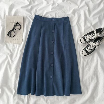 Γυναικεία casual φούστα με κουμπιά και ελαστική μέση