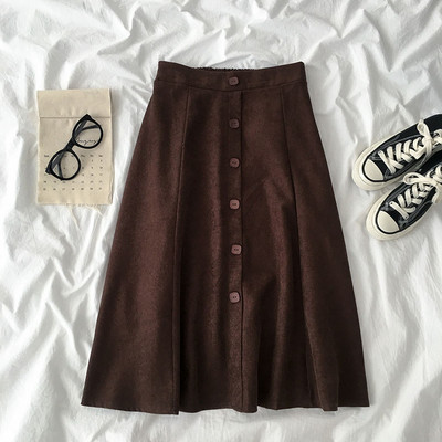 Γυναικεία casual φούστα με κουμπιά και ελαστική μέση
