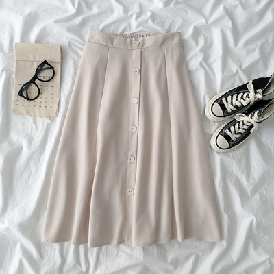 Γυναικεία casual φούστα με κουμπιά και ελαστική μέση
