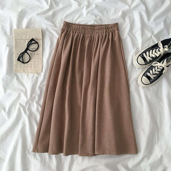 Γυναικεία casual φούστα με κουμπιά και ελαστική μέση