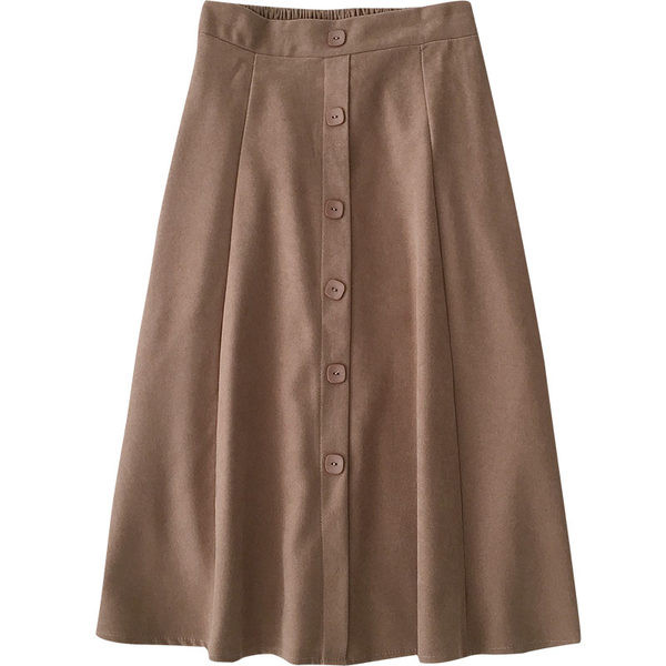 Γυναικεία casual φούστα με κουμπιά και ελαστική μέση