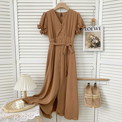 Νέο μοντέλο καλοκαιρινό γυναικείο φόρεμα με κουμπιά και ζώνη