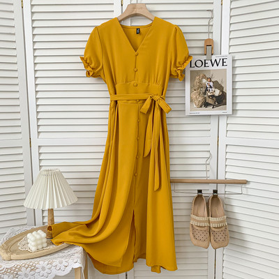 Νέο μοντέλο καλοκαιρινό γυναικείο φόρεμα με κουμπιά και ζώνη