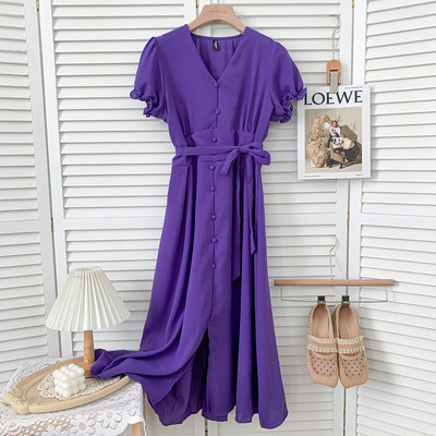 Νέο μοντέλο καλοκαιρινό γυναικείο φόρεμα με κουμπιά και ζώνη