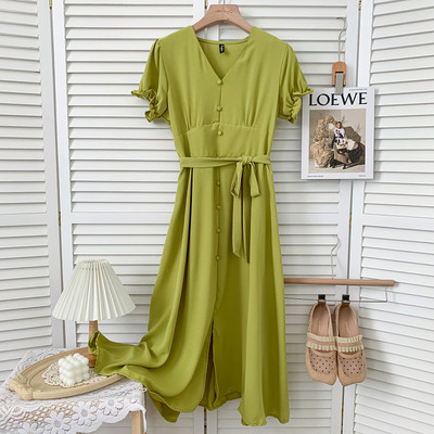 Νέο μοντέλο καλοκαιρινό γυναικείο φόρεμα με κουμπιά και ζώνη