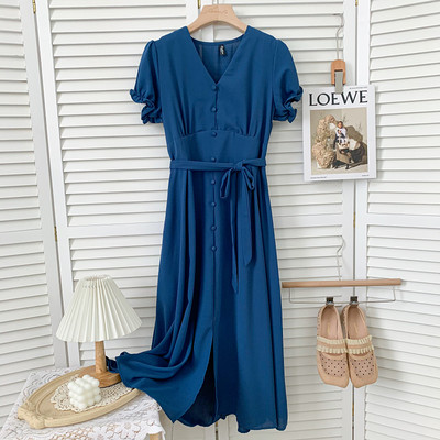 Νέο μοντέλο καλοκαιρινό γυναικείο φόρεμα με κουμπιά και ζώνη