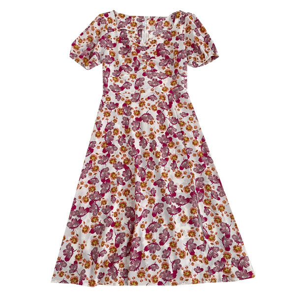 Moodne lillemustri ja spitsikaelusega naiste kleit – mitut värvi