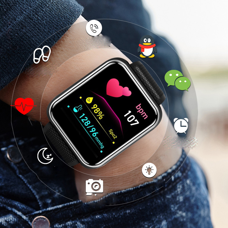 Смарт часовник със силиконова каишка - съвместим с Huawei / Apple / Android