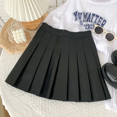 Sügis-talvine musta värvi naiste plisseeritud seelik