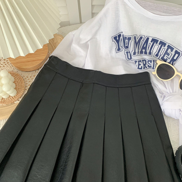 Sügis-talvine musta värvi naiste plisseeritud seelik