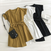 Rochie casual cu nasturi si curea