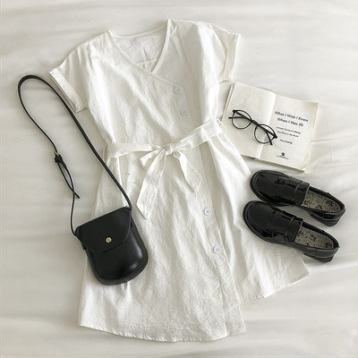 Rochie casual cu nasturi si curea