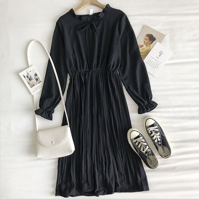 Γυναικείο φόρεμα με μακριά μανίκια και γραβάτες-ρετρό στυλ