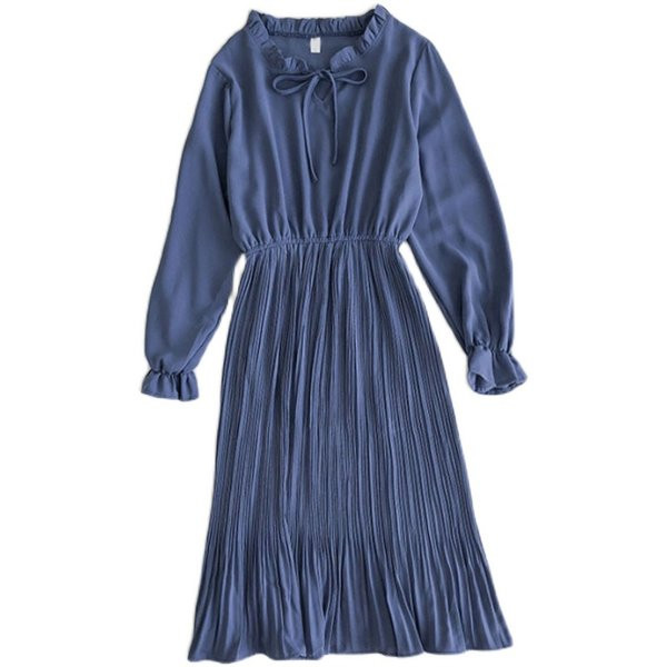 Γυναικείο φόρεμα με μακριά μανίκια και γραβάτες-ρετρό στυλ