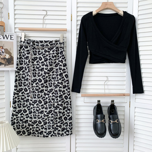Νέο μοντέλο γυναικεία φούστα με ψηλή μέση με animal print
