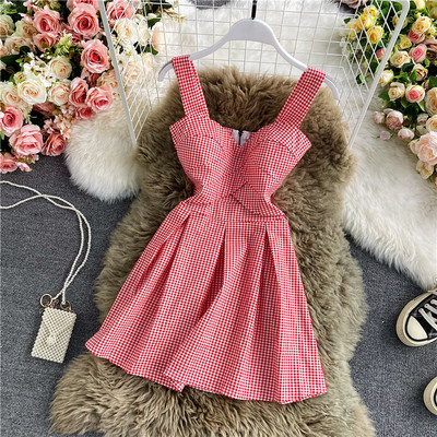 Rochie moderna de dama cu bretele groase si fermoar