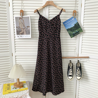 Vabaaja naiste lõikega peenikeste rihmadega kleit – mitut värvi