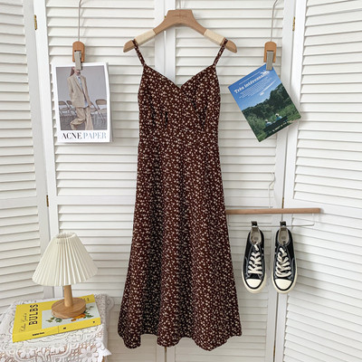 Vabaaja naiste lõikega peenikeste rihmadega kleit – mitut värvi